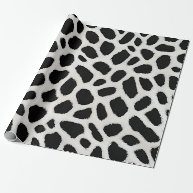 Papel De Presente Coleção Elegante de Leopardo Branco Trendy de Luxo (Desenrolado)