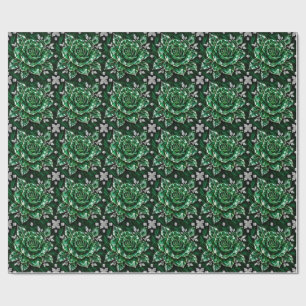 Papel De Presente Coleção Flor de Cristal Esmeralda Real