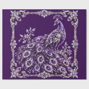 Papel De Presente Coleção Luxo Pavão de Cristal Roxo