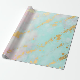 Papel De Presente Coleção Luxo Rosa Bege Tendência Soft Mint Gold