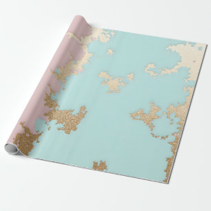 Papel De Presente Coleção Luxuosa Rosa Bege Rosa Menta Dourada Popul
