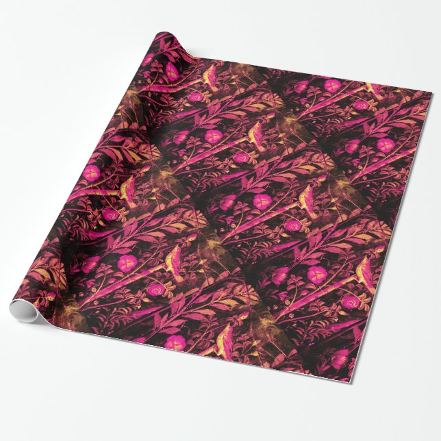 Papel De Presente COLEÇÃO POMPEII NIGHTINGALE COM ROSA rosa (Desenrolado)