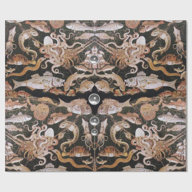 Papel De Presente COLEÇÃO POMPEII/OCEANO — CENA DE VIDA MARÍTIMA Náu (Aberto)