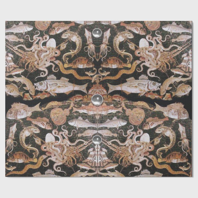 Papel De Presente COLEÇÃO POMPEII/OCEANO — CENA DE VIDA MARÍTIMA Náu (Aberto)