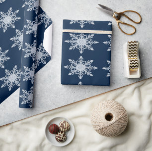 Papel De Presente Coleção Vibrações de Inverno Aconchegante Azul Gel