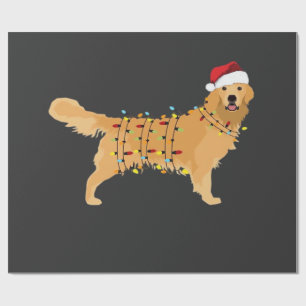 Papel De Presente Coletor de Luz de Natal de Férias do Golden Retrie