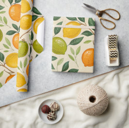Papel De Presente Colheita Botânica de Citros Frescos