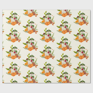 Papel De Presente Colheita de Cogumelos da Floresta Selvagem   