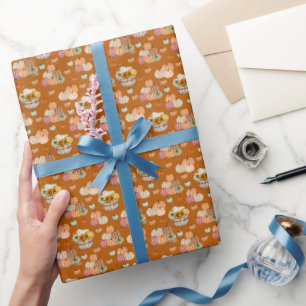Papel De Presente Colheita de Pumpkin russa em laranja escuro