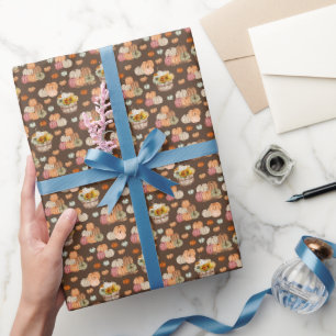 Papel De Presente Colheita de Pumpkin russa no castanho escuro