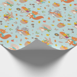 Papel De Presente Colheita em Cúpula com legumes em azul