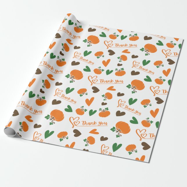 Papel De Presente Colheita Sensível Obrigado Enrolando Roll Pumpkins (Desenrolado)
