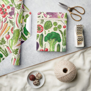 Papel De Presente Colheita vegetal e herbácea no jardim a branco