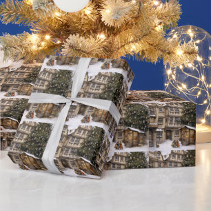 Papel De Presente Colheita Vintage, árvore de Natal juntando Tea Tow