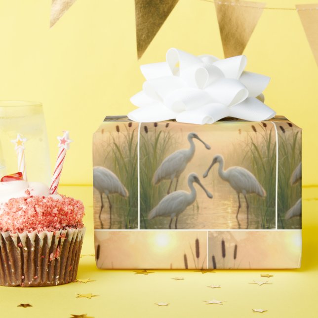 Papel De Presente Colhereiros em Área Úmida (Festa de aniversário)
