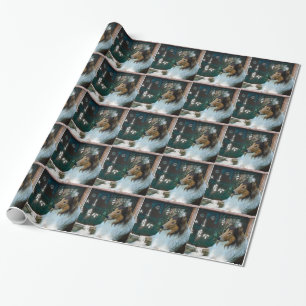 Papel De Presente Collie do Natal na janela