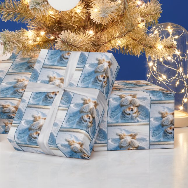 Papel De Presente Collie Fazer a Snow Angel (Feriados)