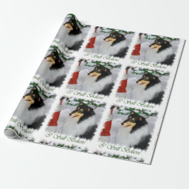 Papel De Presente Collie Reúne Papais noeis Natal