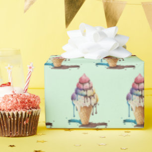 Papel De Presente Coloque o Sorvete em verde