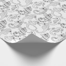 Papel De Presente Colora seus próprios cavalos marinhos