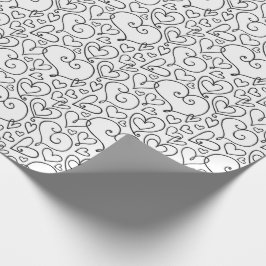Papel De Presente Colore o seu próprio padrão de corações caprichoso