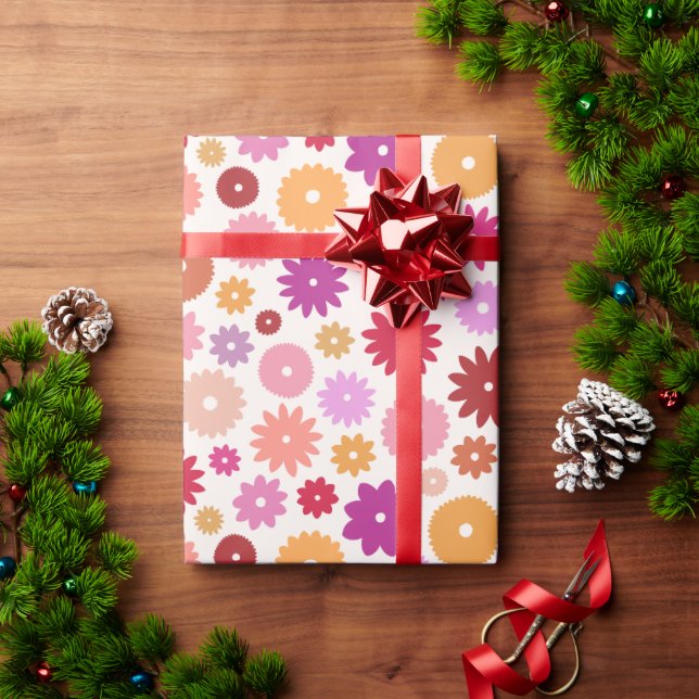 Papel De Presente Colorful Blooms Big Pattern (Presente de Natal)