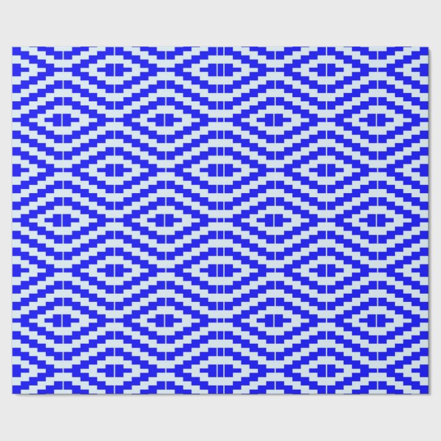 Papel De Presente Colorful blue and white Kente pattern (Barra)