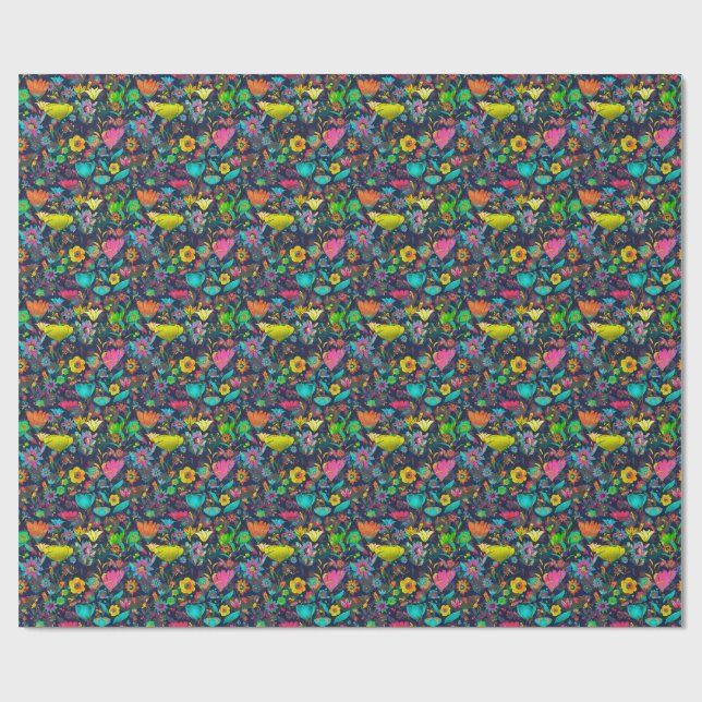 Papel De Presente Colorful botanical pattern (Aberto)