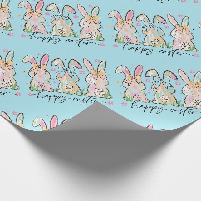 Papel De Presente Colorful Easter Bunnies with Bows (Ponta)