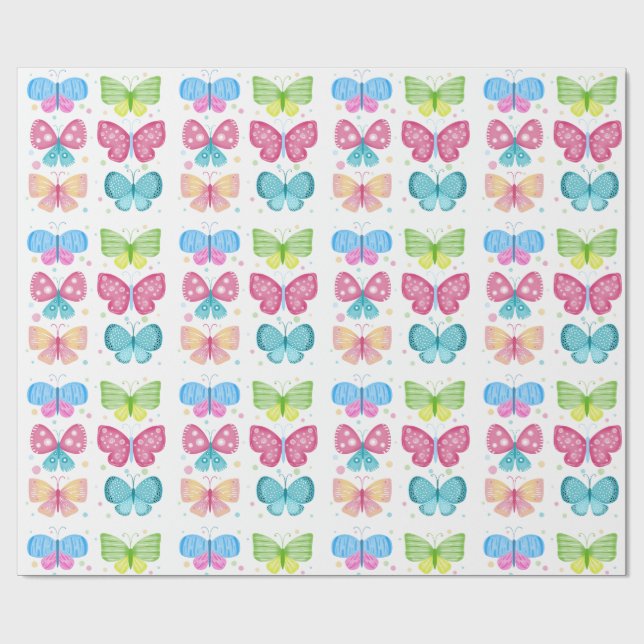 Papel De Presente Colorful Flutter Friends (Aberto)