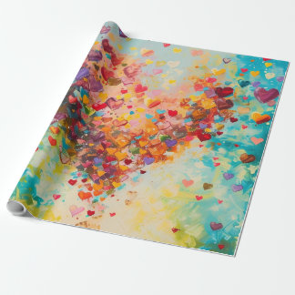 Papel De Presente Colorful Hearts Paint Art Romantic Love           