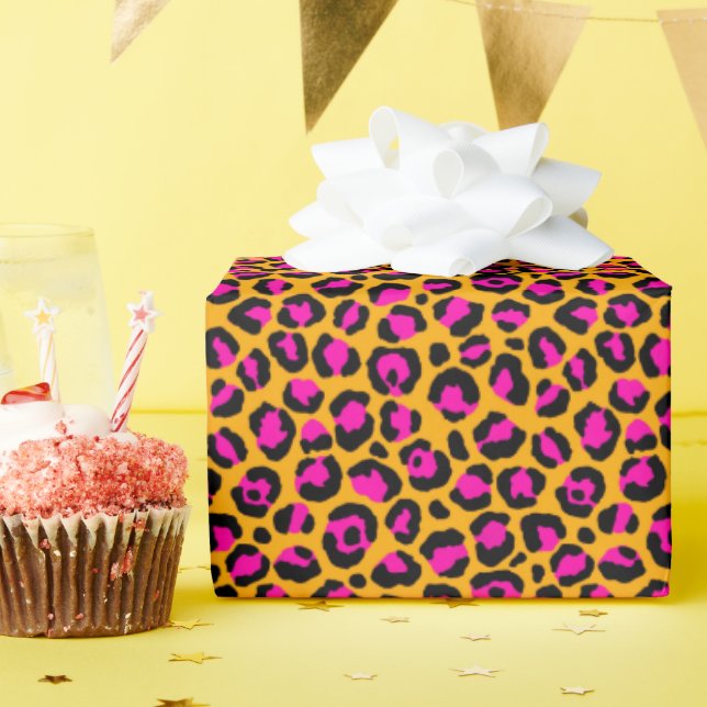 Papel De Presente Colorful Leopard Print  Wrapping Paper (Festa de aniversário)