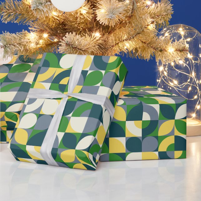 Papel De Presente Colorful Modern Bauhaus Abstract Geometric Pattern (Feriados)