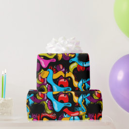 Papel De Presente Colorful Neon Graffiti Hip Hop Street Art