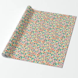 Papel De Presente Colorful Tulip Pattern Cute Floral Gift