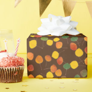 Papel De Presente Colorida Cair Aspen Sai Sobre Castanho Todas As Oc