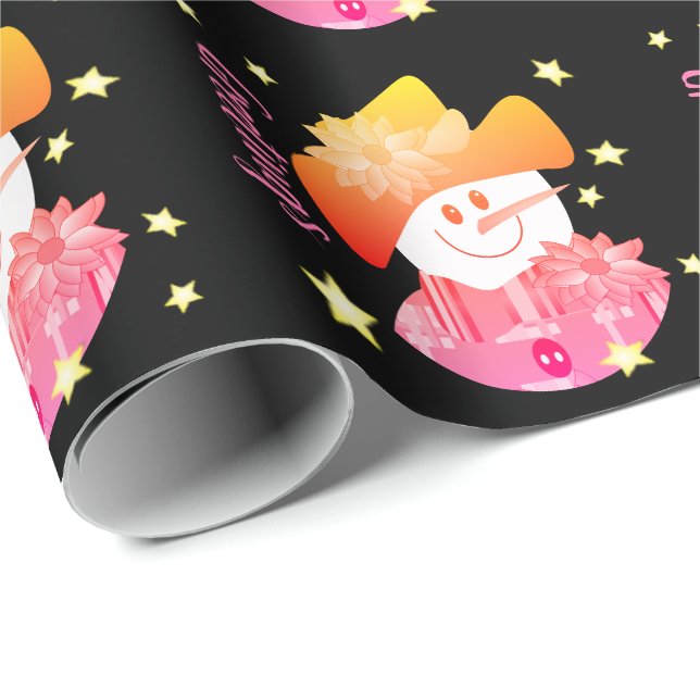 Papel De Presente Colorida e Artsy Snowman (Ponta do rolo)
