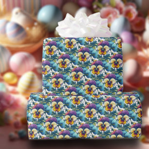 Papel De Presente Colorida Flor de Primavera Padrão de Remendo de Am