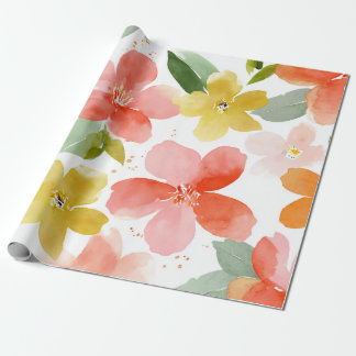 Papel De Presente Colorida Plumeria Havaí Floral Botânica Tropical