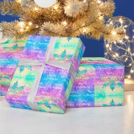 Papel De Presente Colorida Rainbow Tie-Dye Snowflake Feliz Natal
