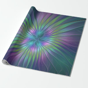 Papel De Presente Colorida Shiny Fantasy Flor Abstrato Arte Fractal