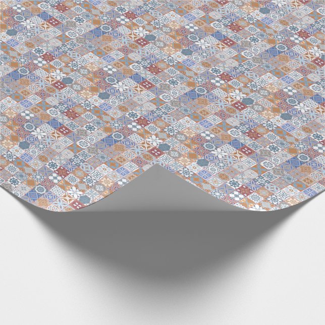 Papel De Presente Colorido azulejo marroquino (Ponta)