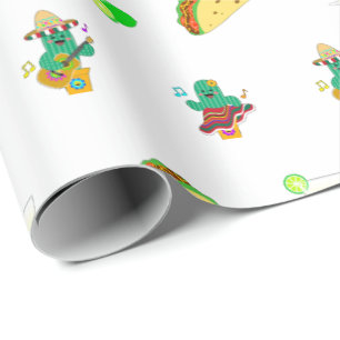 Papel De Presente Colorido Cinco Festivos de Mayo 2025 Dançando Cact