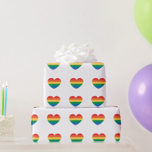 Papel De Presente Colorido Corações Arco-íris Autismo Inclusivo Bran