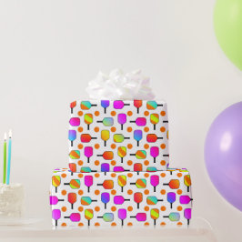 Papel De Presente Colorido, Pickleball Paddles, Laranja Picklebolas