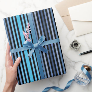 Papel De Presente Colorido Preto Azul Inverno Primavera Verão Listra
