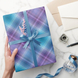 Papel De Presente Colorido Show de Moda Azul Roxo Inspirado Listras