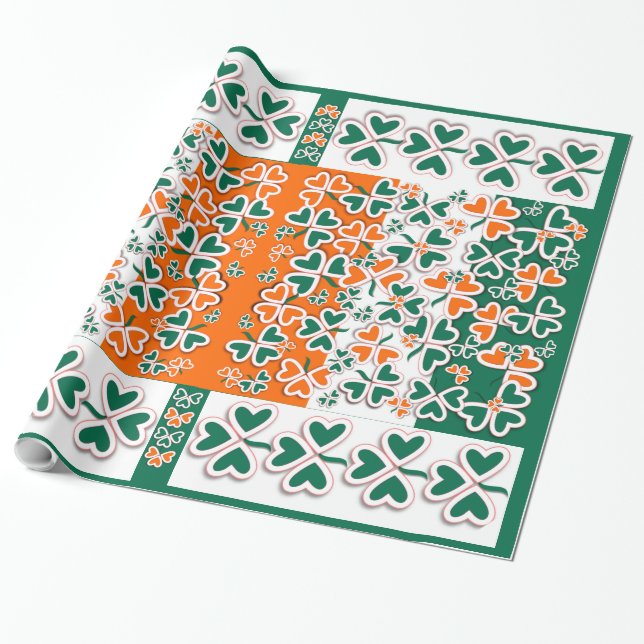 Papel De Presente Colorir Art Deco Irish Shamrock (Desenrolado)