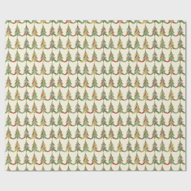 Papel De Presente Colourful Christmas Trees Festive (Aberto)