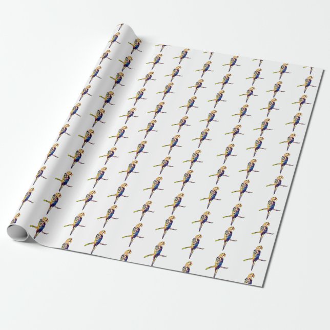 Papel De Presente Colourful Parrot Wrapping Paper (Desenrolado)